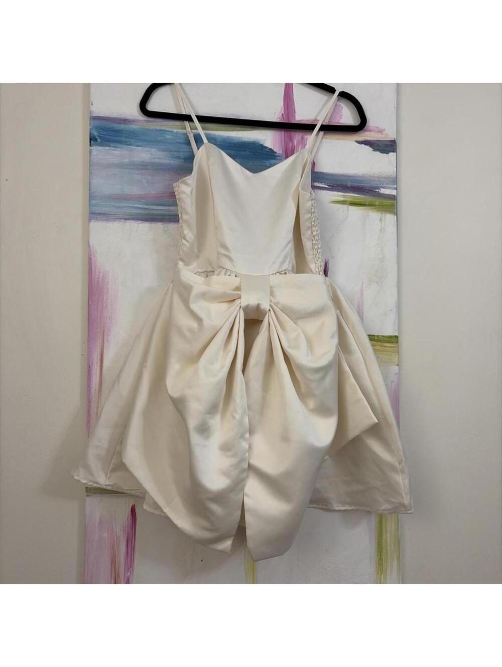 Women's Cream and White Dress - Picture 2 of 3